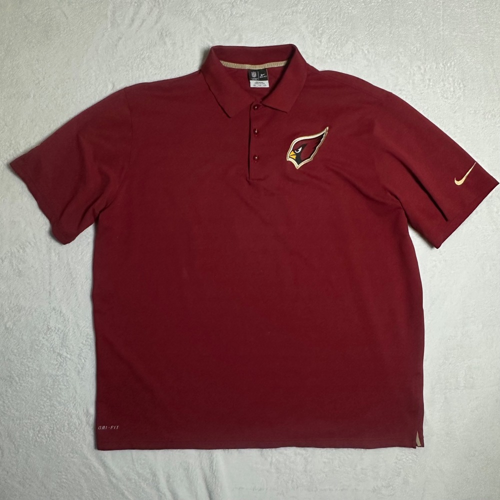 Nike Arizona Cardinals NFL Onfield Dri-Fit Polo Mens XXL Red Short Sleeve Shirt